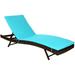 YUKOOL All-weather Wicker Patio Lounge Chaise with Removable Thick Cushion Lounge Chair with 5-position Adjustable Backrest Blue