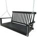 Cterwk Front Porch Swing with Armrests Wood Bench Swing with Hanging Chains Black