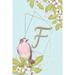 F: Personalized Initial Journal Bird Design Notebook for Women and Girls with Monogram