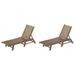 WestinTrends Malibu Outdoor Chaise Lounge Set of 2 All Weather Poly Lumber Patio Pool Lounge Chair with 5 Posistions Backrest Weatherwood