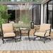 Grand Patio Outdoor 3 Piece Patio Set 2 Single Steel Chairs with a Side Table Beige