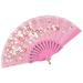 Wirlsweal Handheld Fan Hook Design Smooth Opening/Closing Art Craft Stage Performance Printed Floral Folding Hand Fan Party Supplies