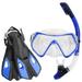 iMounTEK Adults Snorkel Set Mask Fins Dry Top Diving Snorkel Included Diving Swimming Training Snorkel Kit Blue[L_XL]