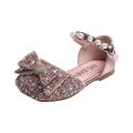 TUOBARR Sandals for Toddler Girls Summer Baby Girls New Fashion Dance Shoes With Diamond Bow Knots Mid Little Children s Half Pack Sandals Pink 4-5 Years