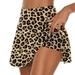 JWZUY Tennis Skirts for Women Golf Athletic Activewear Skirts Mini Summer Workout Running Shorts Leopard Print Summer Shorts Brown XXXL