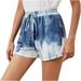 Finelylove Overall Shorts For Women Loose Fit Girls Volleyball Shorts Shorts Mid Waist Rise Printed Blue L