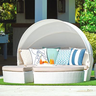 Baleares Daybed in White - Quick Dry, Dune - Frontgate