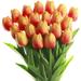Tulips Artificial Flowers 20 Pcs Fake Faux Tulips PU Real Touch Tulips Fake Flowers for Home Office Wedding Decor Arrangement Bouquet Faux Flowers for Decoration