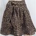 Zara Skirts | "Zara Basic" Multicolor Floral Metallic Pleated A Line Tie Waist Mini Skirt: M | Color: Brown/Gold | Size: M