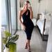 Zara Dresses | Blogger's Fave! Zara Black Cut Out One Shoulder Midi Dress Sz S Nwt | Color: Black | Size: S