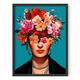 HAUS AND HUES Frida Kahlo, Mexican Framed Art, Frida Kahlo for Girls, Diego Rivera Framed Prints, Frida Kahlo Gifts, Female Empowerment Gifts, Frida Kahlo Flowers Mexican Wall Art (Black, 12x16)