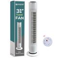 EPISENT 31-inch Tower Fan Oscillating with Remote Control - Quiet Cooling, 3 Speeds, 2 Modes, 7-Hour Timer - Bladeless Standing Floor Fan for Desktops, Bedside Tables - White