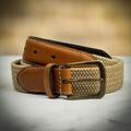 Dents Stretch Woven Belt - Beige - X Large - can be Engraved or Personalised