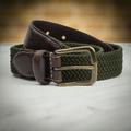 Dents Stretch Woven Belt - Olive - Large - can be Engraved or Personalised