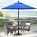 Arlmont & Co. Austan 9' Market Sunbrella Umbrella Metal in Blue/Navy/Brown | Wayfair E1E6F46668E145629FE276D4A2358292