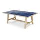 Table à manger de jardin en bois bleu et céramique 205x105