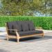 Lark Manor™ Byxbee 84.25" Wide Outdoor Patio Sofa w/ Cushions Wood/Natural Hardwoods in Brown | 33 H x 84.25 W x 35.75 D in | Wayfair