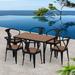 Williston Forge Haroutyun Rectangular 6 - Person 55.1" Long Outdoor Dining Set Wood/Plastic in Black/Brown | 55.1 W x 27.55 D in | Wayfair