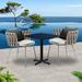 Corrigan Studio® Halesowen Square 2 Person 27.56" Bistro Set w/ Cushions Metal in Black | 27.56 W x 27.56 D in | Outdoor Furniture | Wayfair