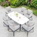 Bayou Breeze Alondre Rectangular 6 Person 62.99" Aluminum Outdoor Dining Set w/ Cushions Stone/Concrete/Metal in Black/Gray/White | Wayfair