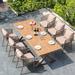 Corrigan Studio® Weybridge Rectangular 6 Person 86.6" Outdoor Dining Set w/ Cushions Wood/Plastic in Brown | 86.6 W x 35.4 D in | Wayfair