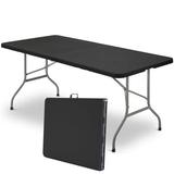 Wewdigi 72" Rectangular Fold-in-Half Portable Folding Table Plastic/Resin in Black | 29 H x 72 W x 29 D in | Wayfair WFZY0379A