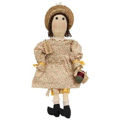 Delilah Doll With Berry Basket - Ivory - 24” high by 7” wide by 4” deep