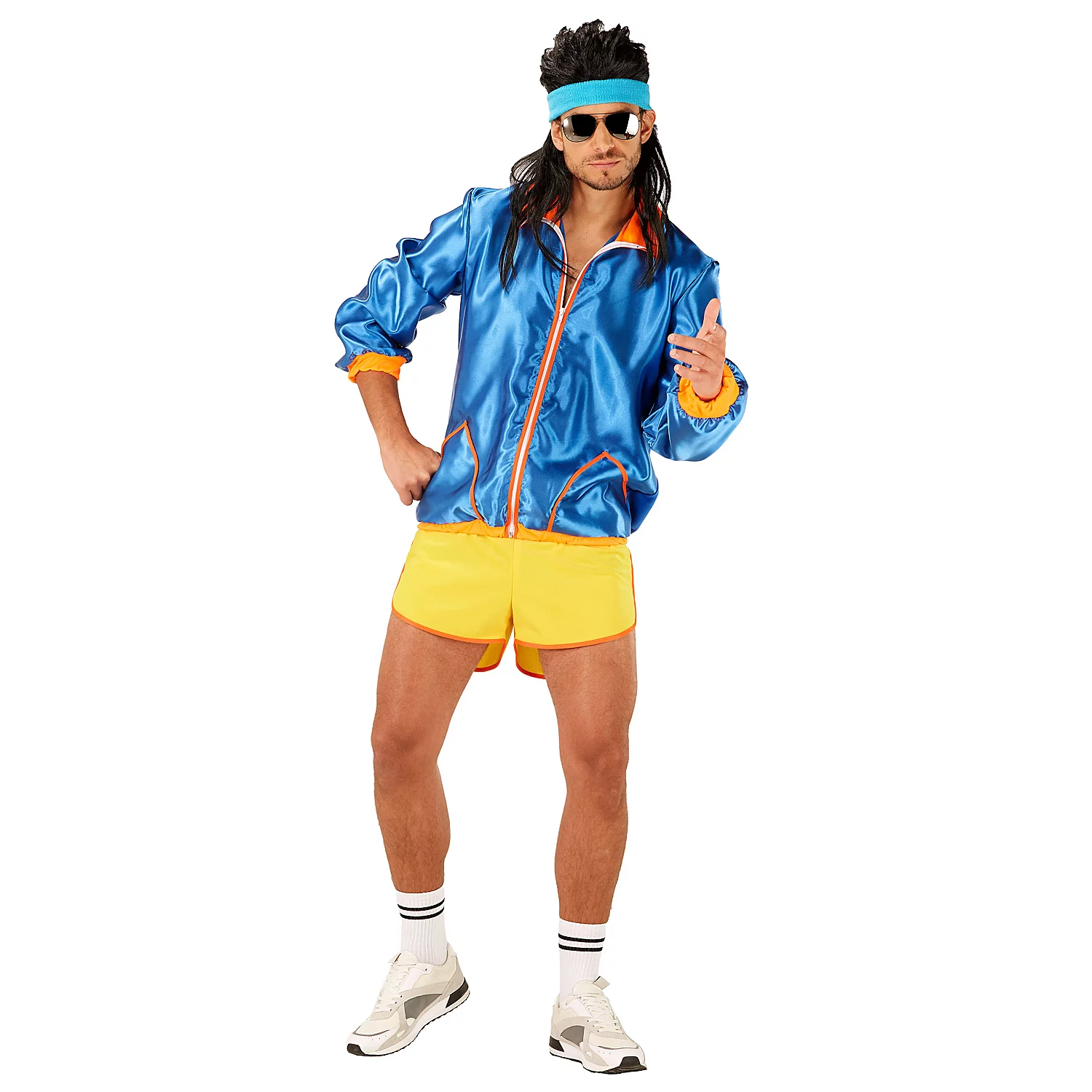 Survêtement-short "années 80" pour hommes, bleu/doré