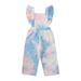 Rovga Kids Girls Baby Toddler Bodysuits Summer Short Sleeve Jumpsuit Clothes Camo Tie Dye Print Flying Sleeve Trousers Middle Children S Onesie