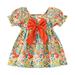 ZRBYWB Toddler Girls Dresses Short Sleeve Bowknot Floral Print Ruffles Princess Dress Dance Party Dresses Clothes Party Dress
