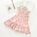 SDJMa Girls and Toddler s Casual sleeveless Dress Floral Print Dress Ruffles Fashion Dress Fluttter Sleeve Dressï¼ˆ2-10Y)