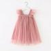 SDJMa Girls and Toddler s dress Cute Flutter-Sleeve Halter Dress Mesh Camisloe Dress Fashion Ruffler Bandeau for 6Months-5Years old girls Pink