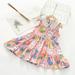 Herrnalise Girls and Toddler s Casual sleeveless Dress Floral Print Dress Ruffles Fashion Dress Fluttter Sleeve Dressï¼ˆ2-10Y)