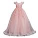 BULLPIANO Girls Sleeveless Party Dress Bridesmaid Wedding Pageant Party Dress Birthday Party Embroidery Dress Prom Ball Gowns