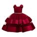 ZRBYWB Children s Dress Princess Dress Girls Beaded Bow Knot Puff Cake Dress Big Children s Festival Party Dress