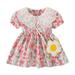 ZRBYWB Toddler Girls Dresses Short Sleeve Floral Print Lace Ruffles Princess Dress Dance Party Dresses Clothes Party Dress