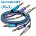 Aux Jack Cables 5ft 3Pack FiveBox Aux Cord for iPhone Adapter 3.5mm Male to Male Stereo Jack Cables Audio Video Auxiliary Input Adapters Aux Cable Cords for Car Headphones(Blue+Purple+White)