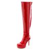 Overkneestiefel "High-Heel-Stiefelette mit Plateau", Damen, Gr. 44, rot, Obermaterial: 100% Lederimitat. Futter: 100% Textilmaterial. Decksohle: 100% Lederimitat. Laufsohle: 100% Synthetik, LASCANA BELLE AFFAIRE, sexy, Schuhe Reißverschlussstiefel...