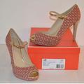Coach Shoes | Coach Shea Mini Floral Scarf Desert Sky Mary Jane Peep-Toe Heels | Color: Orange | Size: 6