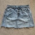 Free People Skirts | Free People Denim Mini Skirt Size 28 Women’s Button Skirt Jean Skirt | Color: Blue | Size: 6
