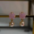 Zara Jewelry | Brand New Gold Plated Brass With Precious Raw Stone Limited Edition Earrings | Color: Gold/Pink | Size: Os