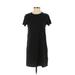 J.Crew Factory Store Casual Dress - Shift Crew Neck Short sleeves: Black Print Dresses - Women's Size Small