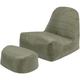 Pouf Fauteuil et Repose-Pieds Vista, xl Poufs d'intérieur et d'extérieur, Vert Olive - Vert Olive