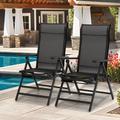 MoNiBloom Foldable Lounge Chair w/ Retractable Footrest Metal in Black | 43 H x 23 W x 26 D in | Wayfair A15-LC-008-2P-BK