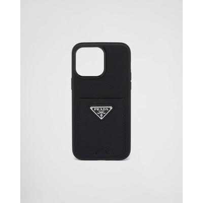 Saffiano Leather Cover For Iphone 14 Pro Max - Black - Prada Cases