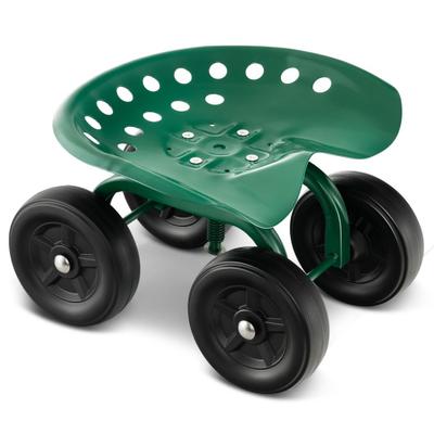 Costway Garden Rolling Workseat with 360°Swivel Seat and Adjustable Height-Green