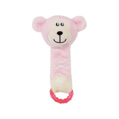 Pet Life Moo-Born Plush Squeaky & Crinkle Teething Cat & Dog Toy, Pink