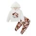 Mikrdoo Baby Girls Outfits 6 Months Baby Girls Animals Print Hoodies 9 Months Baby Girls Pants 2Pcs Winter Clothes Set White