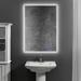 24 x 36 Inch Frameless LED Illuminated Bathroom Wall Mirror Touch Button Defogger Metal Silver