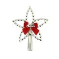 Christmas Decor Tree Top Star Reusable Xmas Tree Top Plastic Decor with Bow Decor Home DÃ©cor Accents Silver